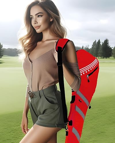 Miniatura 9 de Big Teeth Bolsa de golf domingo, pequeña bolsa de golf ligera, bolsa de golf Par 3 para unos pocos clubes, práctica con correa de transporte,