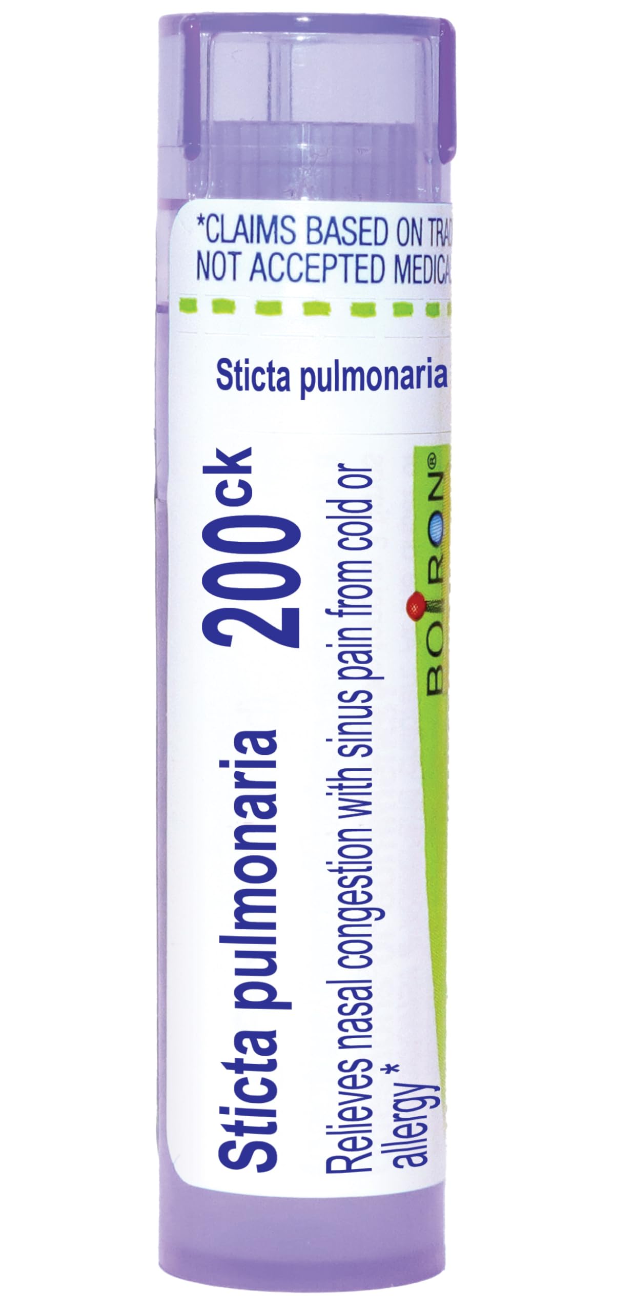Boiron Sticta Pulmonaria 200Ck for Nasal Congestion with Sinus Pain from Cold or Allergy - 80 Pellets