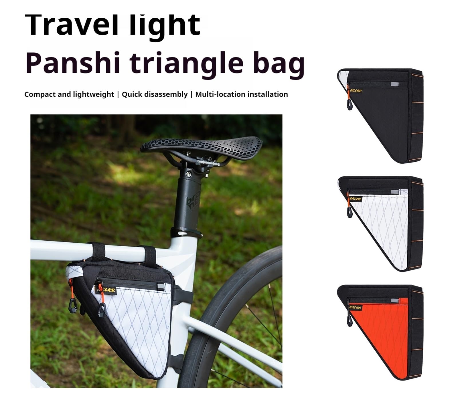 Xi Yu 1 Sac de Cadre de vélo Compact avec Plusieurs Poches de Rangement.