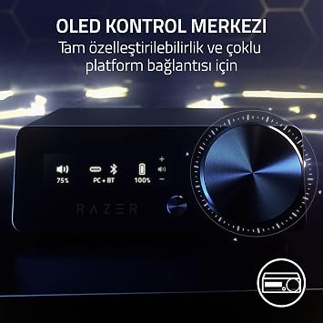 Razer Kraken V4 Pro - Wireless gaming headset with control hub - Sensa HD haptics (OLED control hub, TriForce 40mm drivers, HyperSpeed & Bluetooth, THX Audio) Black