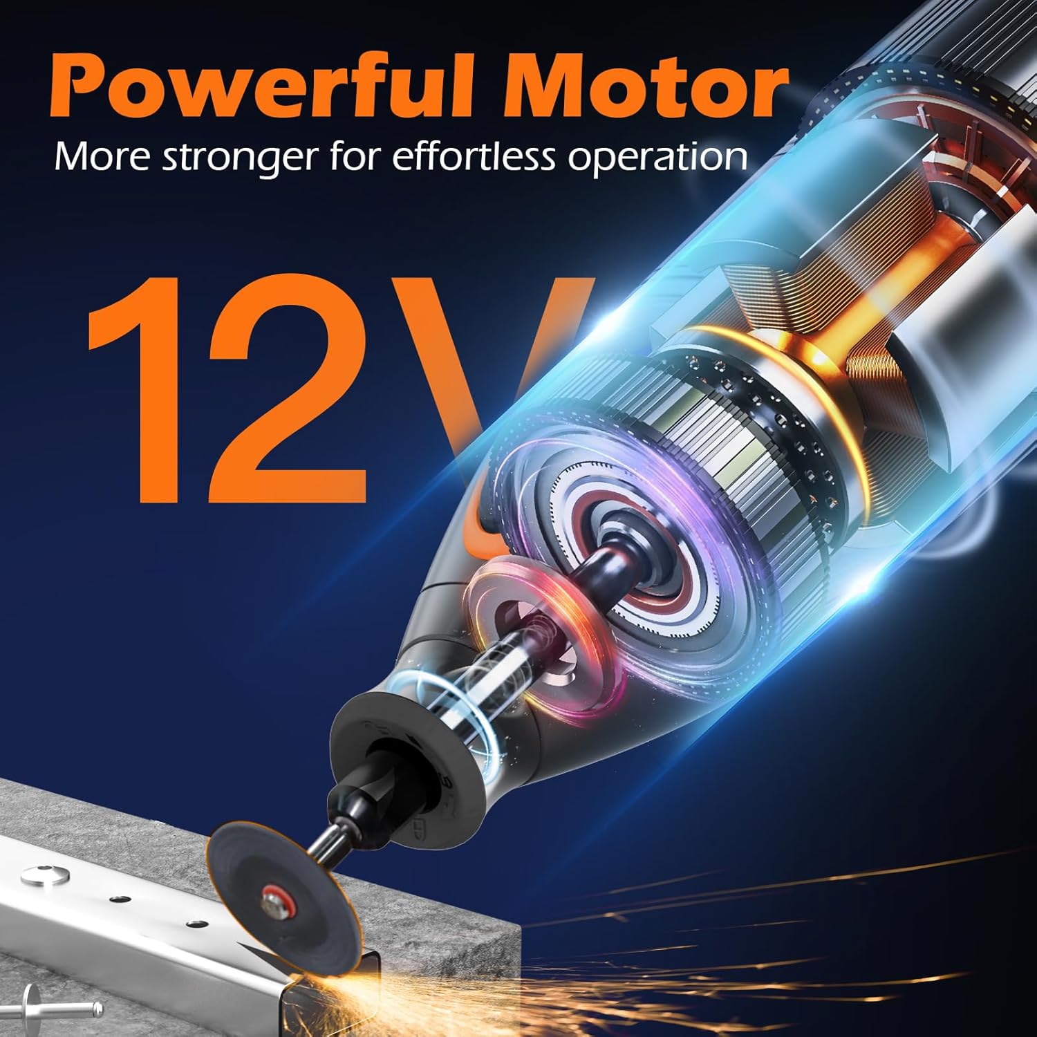 HARDELL 12V Cordless Rotary Tool Kit, 5-Speed (8000-35000 RPM), 2AH Battery Power Rotary Tools 80pc Accessories for Sanding, Polishing, Carving, Cutting, Drilling, DIY Crafting (Black&Orange)