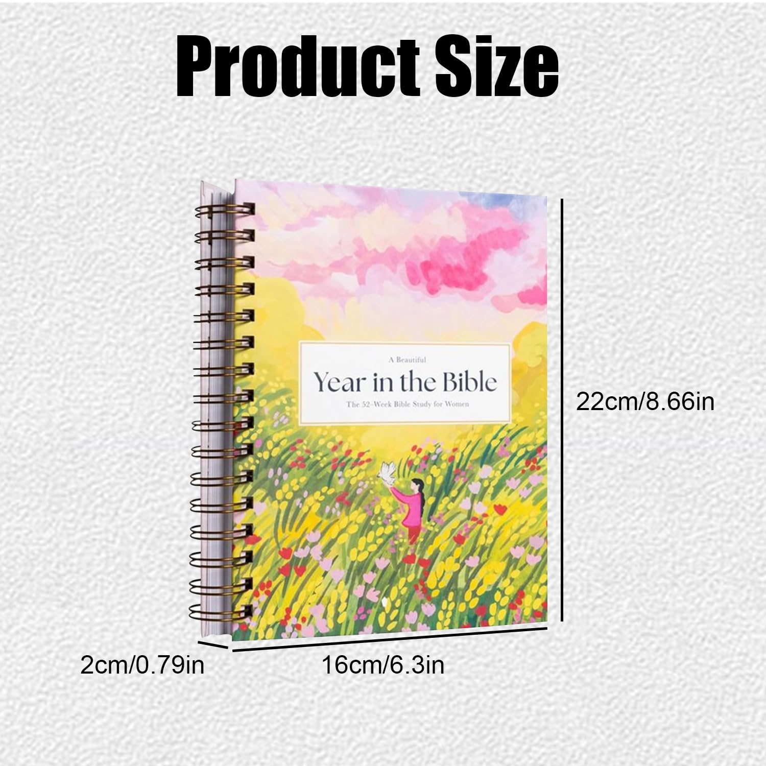 Nhemeylp A Beautiful Year in the Bible for Women (Spiral Bound) 52 Week Biblia Study For Women Christian Growth Enlightenment Bible's Study Accessories Religious Manual Notebook for Adults - Image 2