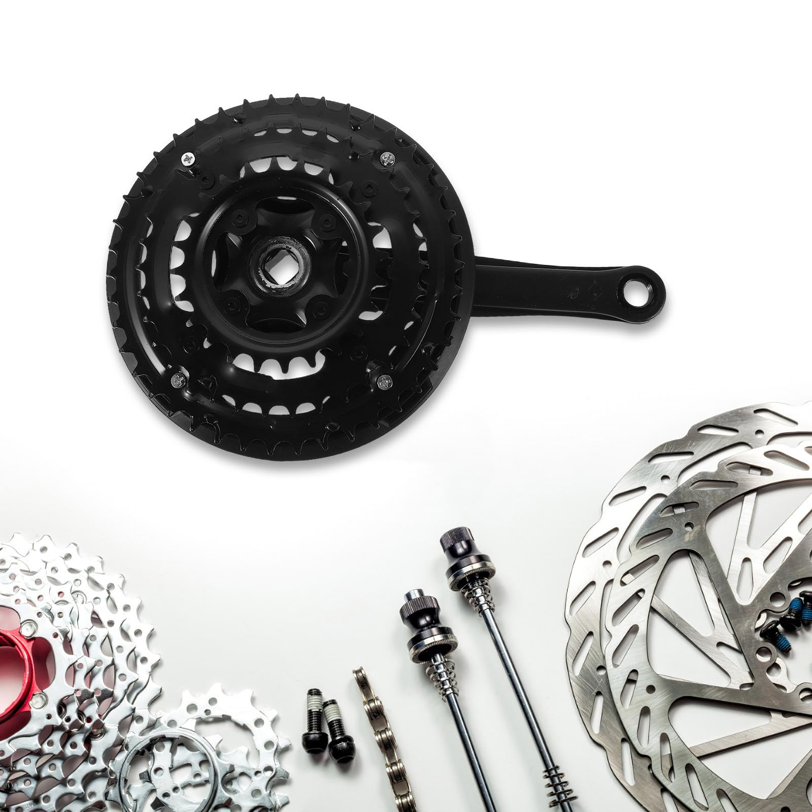 MAGICLULU Guarnitura per Mountain Bike e Bici Pieghevole, Set Pedivelle Destra in Acciaio al Carbonio Corona, Accessorio per Riparazione e Cambio Marcia Fluido, Forniture per Biciclette