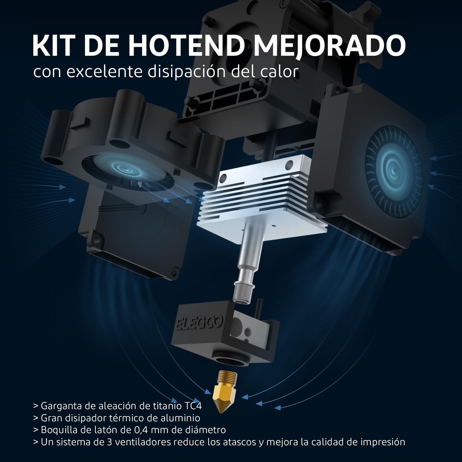ELEGOO Neptune 3 Pro Impresora 3D, 180mm/s Velocidad de Impresión, Nivelación Automática de 36 Puntos, Extrusora Directa de Doble Engranaje, Pantalla Capacitiva Desmontable, 225x225x280 mm³