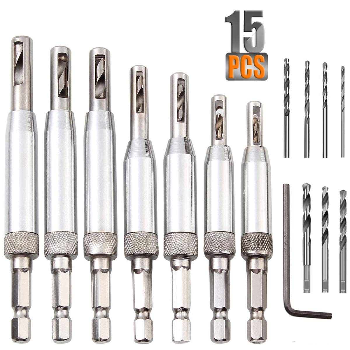 Koopi Self Centering Drill Bit Set（15pcs）, HSS VIX Door Hinge
