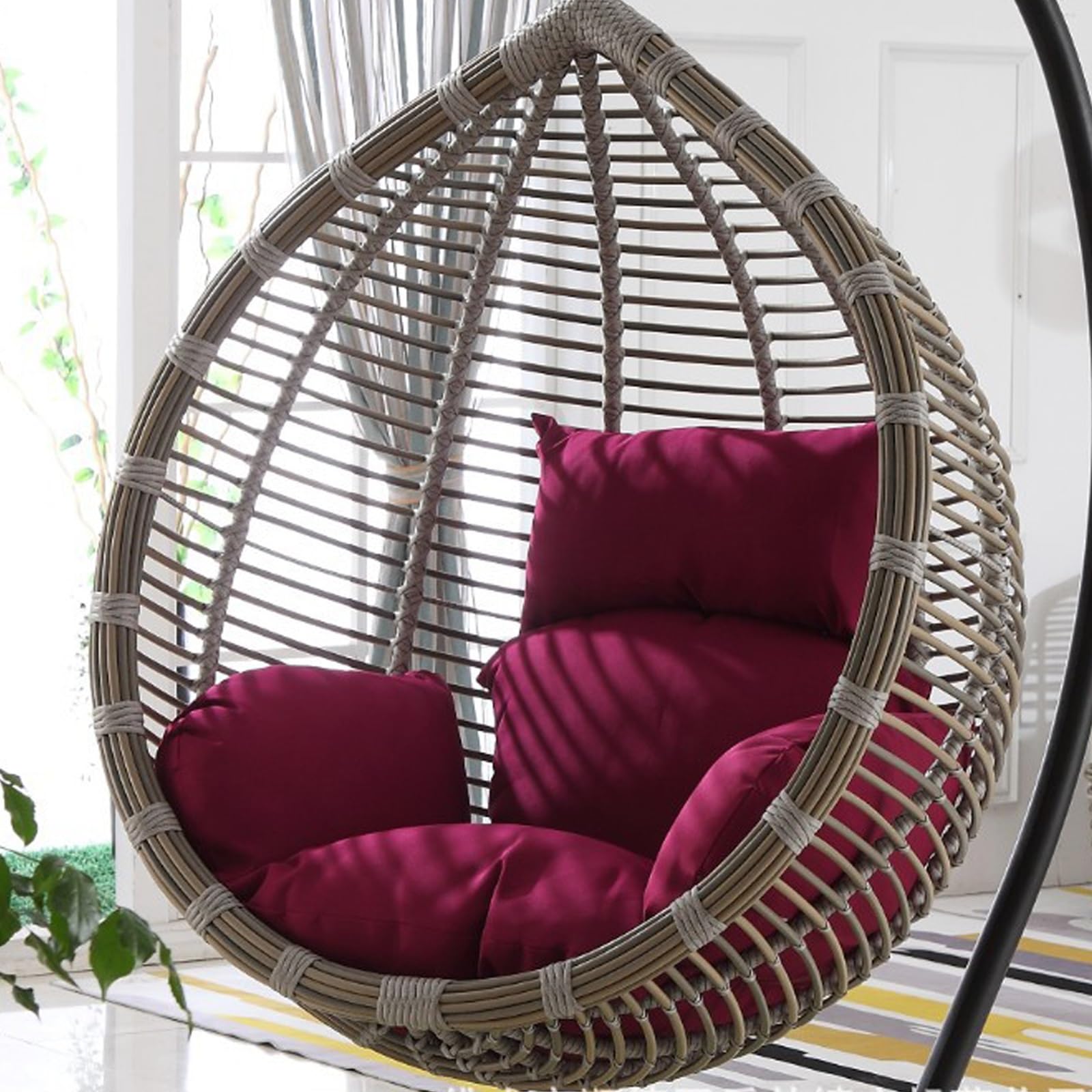 Hanging Egg Chair Cushion, Does Not Include Chairs, Soft Hanging Basket Chair Cushions, Removable Washable Thicken Egg Chair Cushion for Outside Patio Bedroom Garden and Balcony(Purple)