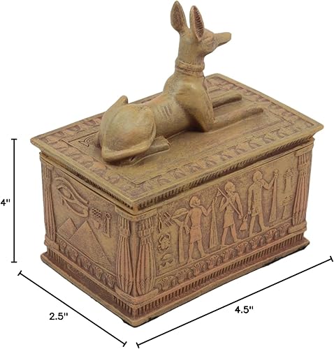Miniatura 9 de Ebros - Joyero egipcio con diseño de ojo de Horus y Anubis con acabado de piedra arenisca de 4.5 pulgadas de alto como el príncipe de Egipto, dioses