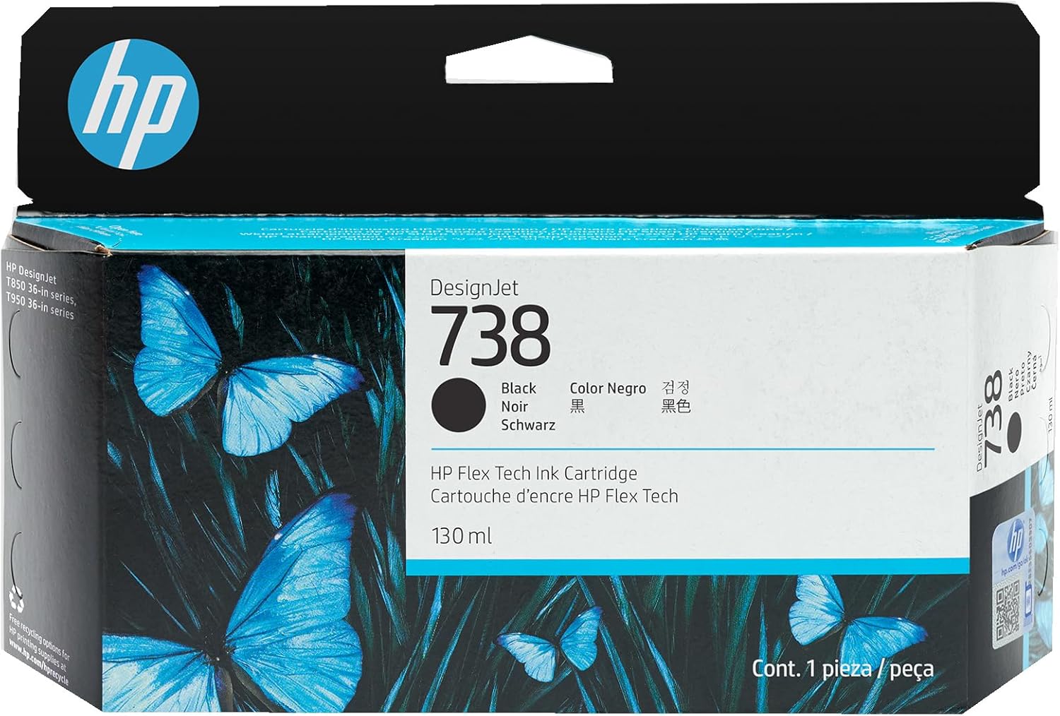 HP 738 130-ml Black DesignJet Ink Cartridge