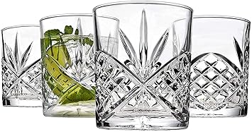 Crystal Glass Whiskey Glass, Scotch Glasses Set of 6 (Lead-Free, Clear, 320ML)