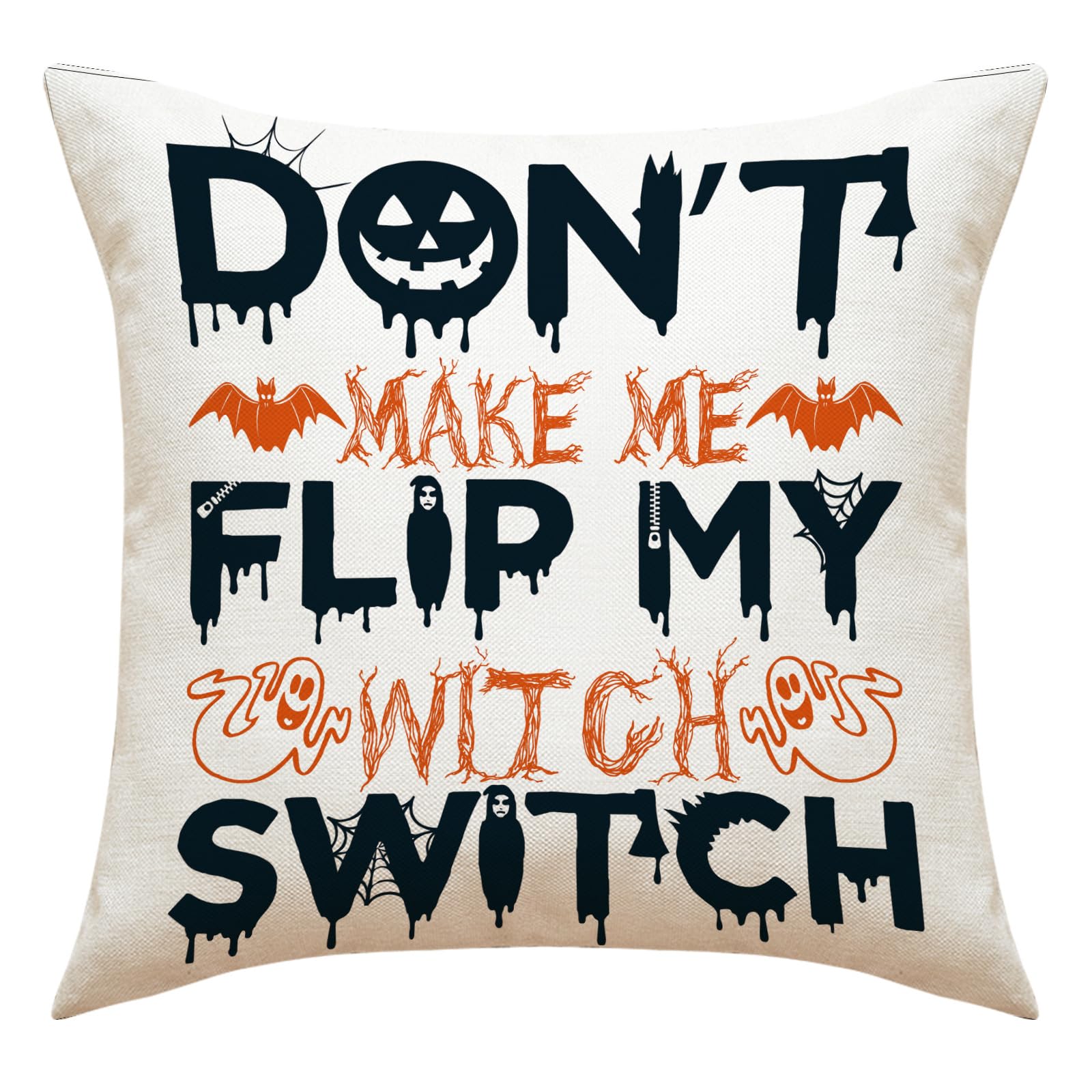 carotoe Multifunction Halloween Linen Pillow Cover Household Cushion Cover Supplies for School Dormitory Party Halloween Pillow