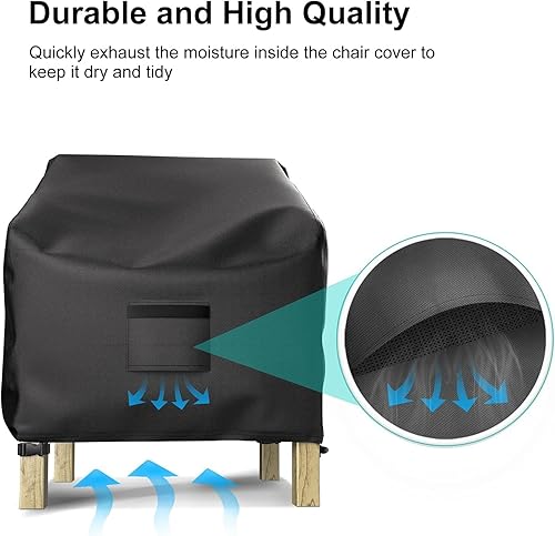 Miniatura 59 de Fundas para sillas de patio, impermeables, paquete de 2, tela Oxford 600D resistente, 35 pulgadas de ancho x 38 pulgadas de profundidad x 31 Negro