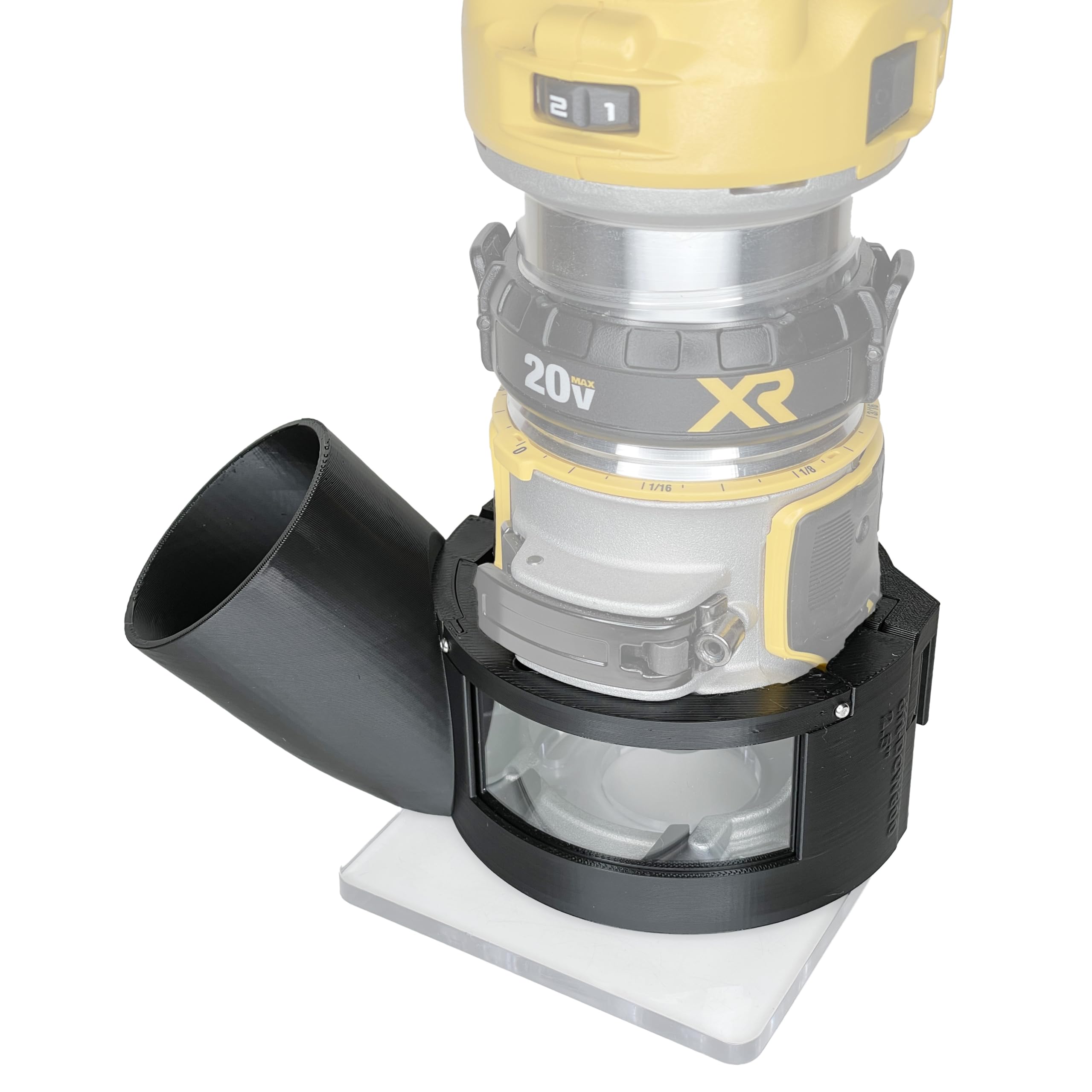 DigitalContrast Hose Adapter, Fits DeWalt DCW600 Cordless Router, Large Window (2.27" ID, 2.46" OD)