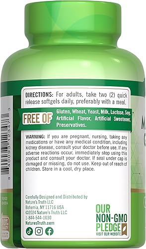 Miniatura 7 de Nature's Truth Glicinato de magnesio 250mg  60 cápsulas blandas  Alta absorción  Suplemento mineral sin OMG y sin gluten