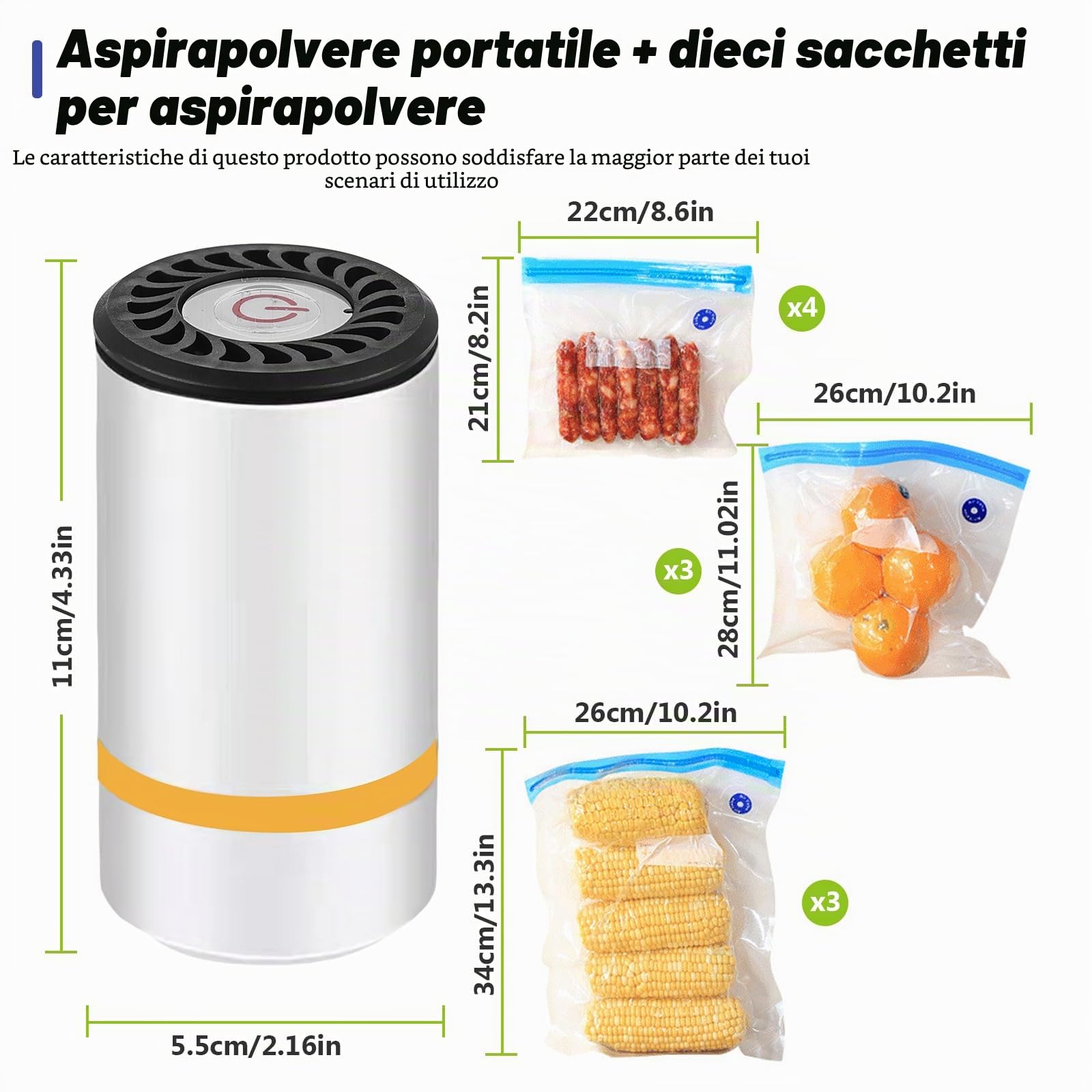 Mini sigillatrice sottovuoto manuale, Mini macchina sottovuoto con 15 sacchetti sottovuoto, sigillatrice sottovuoto per alimenti, Mini sigillatrice sottovuoto, sigillatrice sottovuoto USB ricaricabile