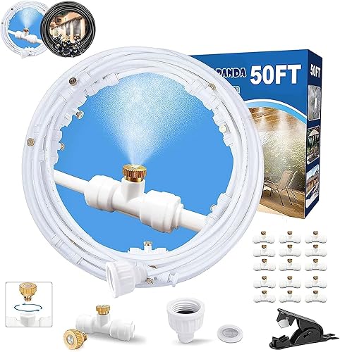 Miniatura 8 de Misters para patio exterior, sistema de refrigeración por nebulización de 35 pies, sistema de rociador de agua al aire libre para porche, paraguas,