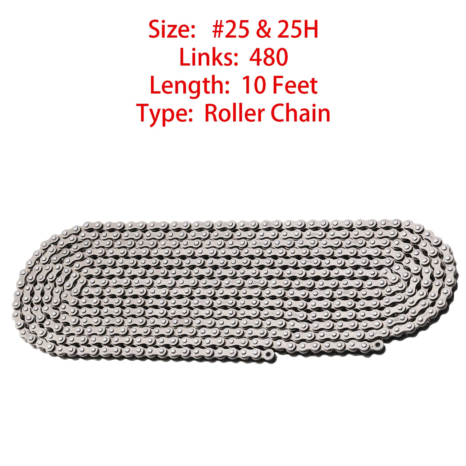 KAMIER 25H Roller Chain 10 Feet 480 Links Breaker for Razor MX350 MX500 MX650 SX500 RSF650 Dirt Bike E300 E200 E100 Electric Scooter ATV Quad Go Kart 47cc 49cc 2-Stroke Mini Pocket Rocket Bike Parts - Image 6