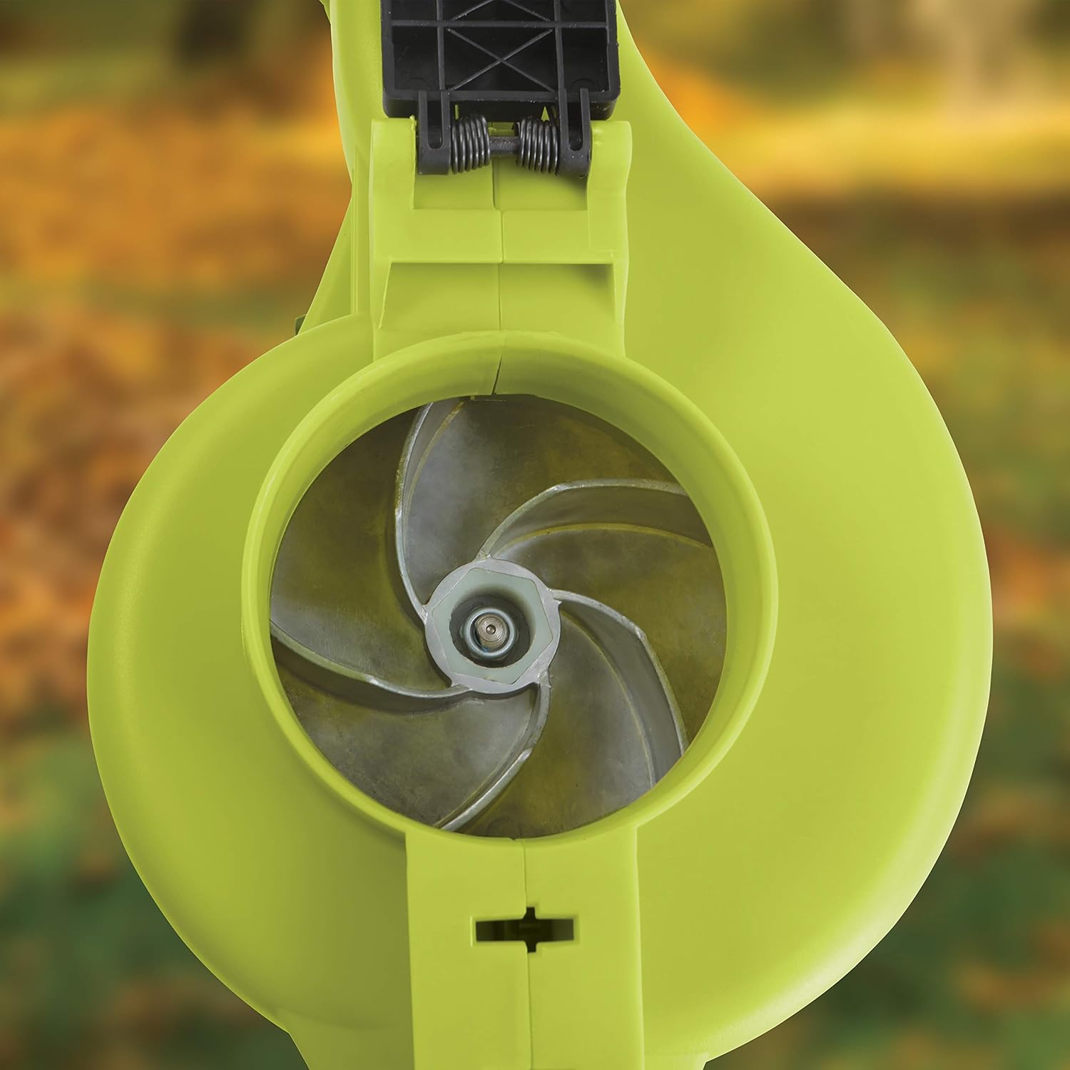 Close-up view of the Sun Joe Blower Vacuum Mulcher's impeller blades