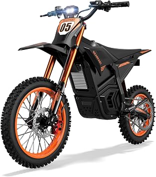 RKJ Electric Dirt Bike for Adults Teens, 4160W, 43MPH &, 48V/24AH Removable Battery, 57 Miles, Hydraulic Brakes & Full Suspension, 14"/12" Fat Tire, Mountain Off-Road E Dirt Bike for Age 13+