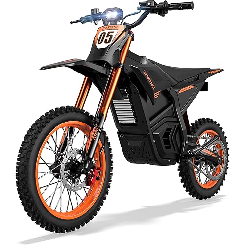 RKJ Electric Dirt Bike Adults Teens, 2500W 38MPH Motor, 48V 21Ah Battery 50-Mile Range, 14"/12" Fat Tires, Full Suspension, Hydraulic Brakes, Off-Road Electric Motorcycle for Snow/Sand/Commuting