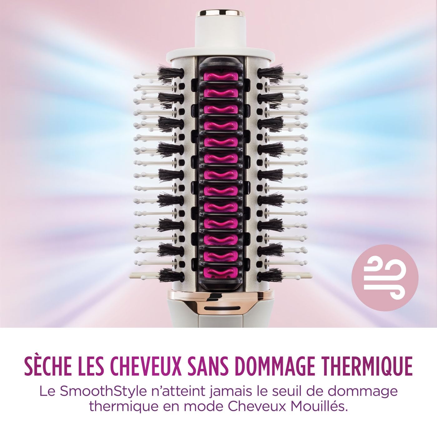 Cepillo y peine térmico alisador Shark SmoothStyle con estuche, modos Seco y Húmedo, cepillo de aire caliente con 3 temperaturas, resultado suave y voluminoso para todo tipo de cabello, Seda HT212EU