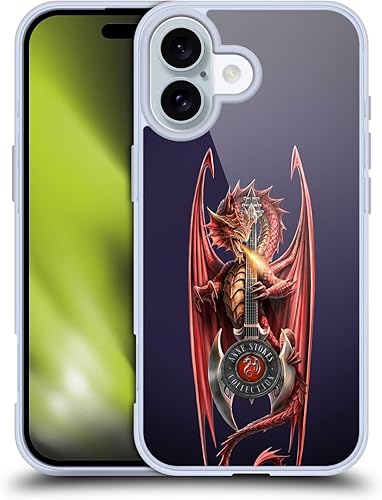Head Case Designs Anne Stokes Power Chord Dragons - Funda de gel con licencia oficial protección de grado militar compatible con Apple iPhone 16 y