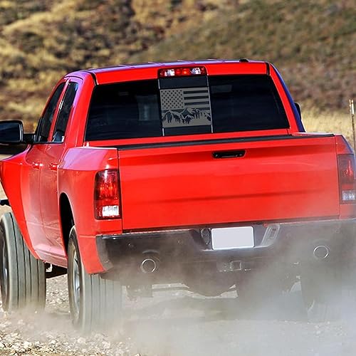 Miniatura 4 de Calcomanía para ventana trasera trasera central compatible con Ford F150 F250 F350 2004-2014 Mountain Scene American Flag Calcomanías de vinilo
