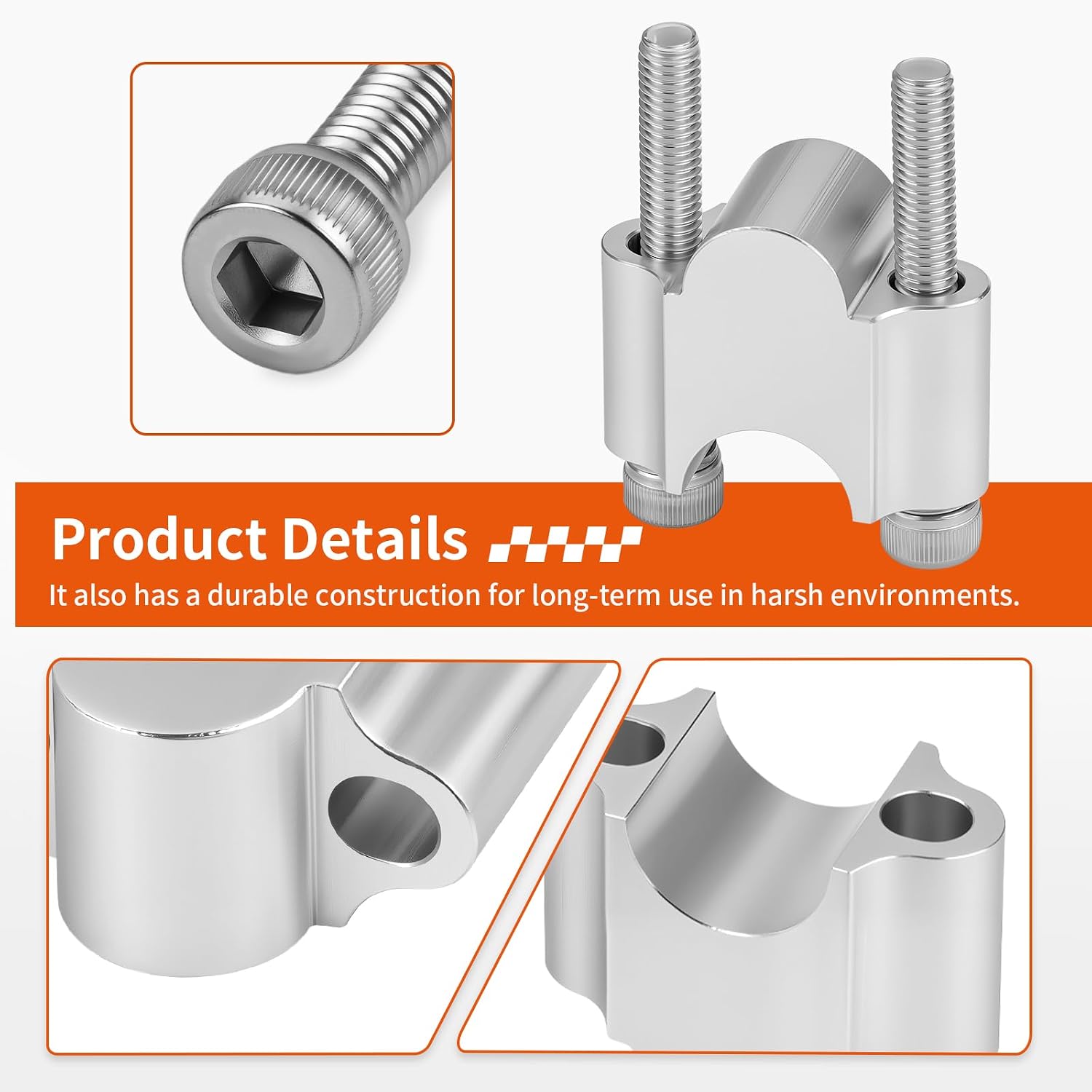 Heavy Duty 7/8 Inch Silvery Handlebar Risers 30mm Height for Honda for Yamaha for Suzuki for Kawasaki for Can-Am, Motorcycle & ATV Dirt Bike
