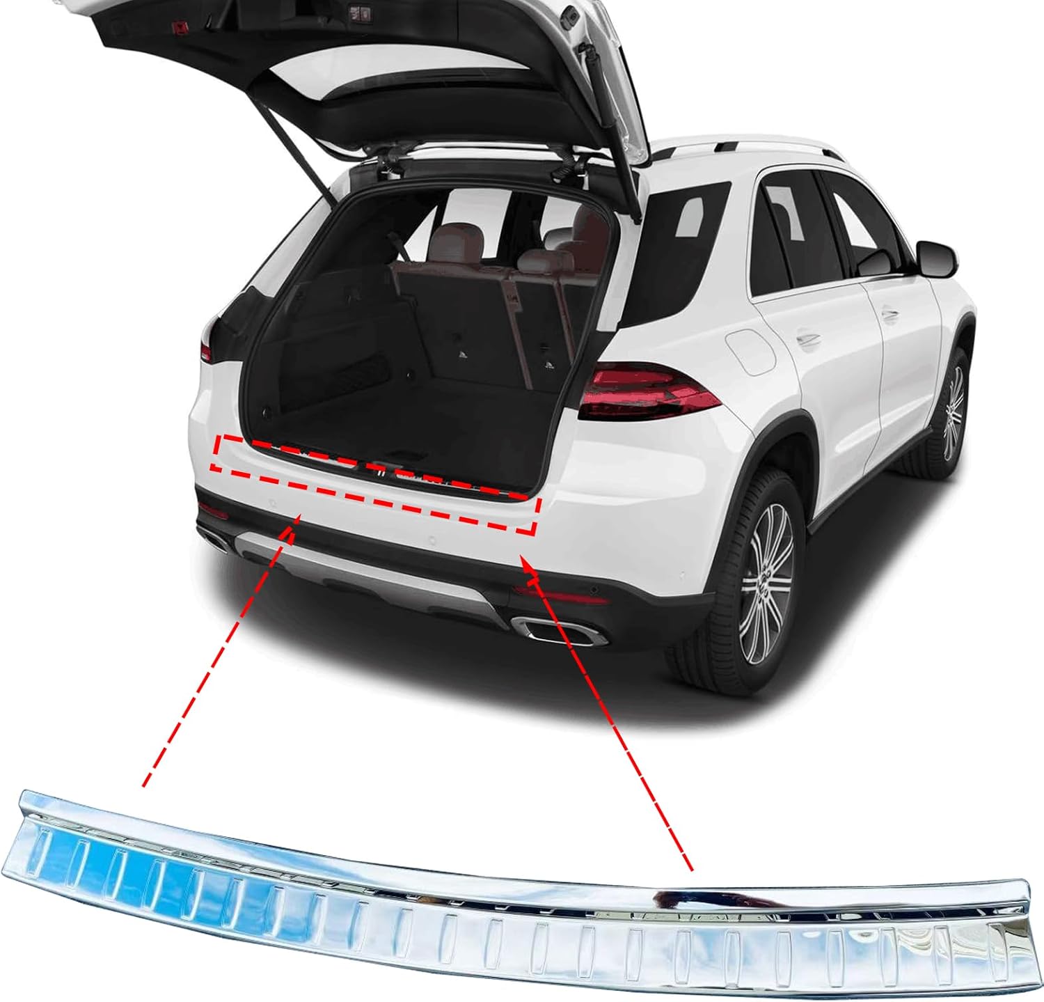 Car Stainless Steel Rear Bumper Protector, for Mercedes-Benz GLE-Class 2020-2025 Accessories, Auto Parts Tailgate Back Trunk Door Sill Cover Scuff Plate Strip Guard Protection（Coupe not Applicable）