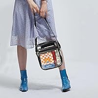 Vista 7 de DNFUN Bolso cruzado transparente, aprobado para estadios, correa ajustable para conciertos, eventos deportivos Naranja