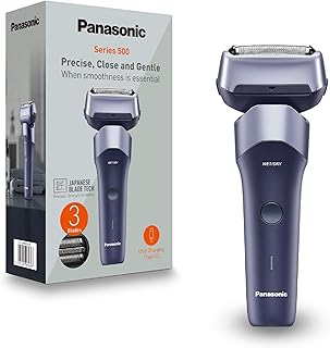 Panasonic Serie 500, ES-ERM3FV503 Afeitadora Eléctrica Recargable de 3 Cuchillas para Uso En Seco y Húmedo, Acero Inoxidable Japonés, Cabezal Flexible 10D, IPX7, Carga USB-C, Violeta