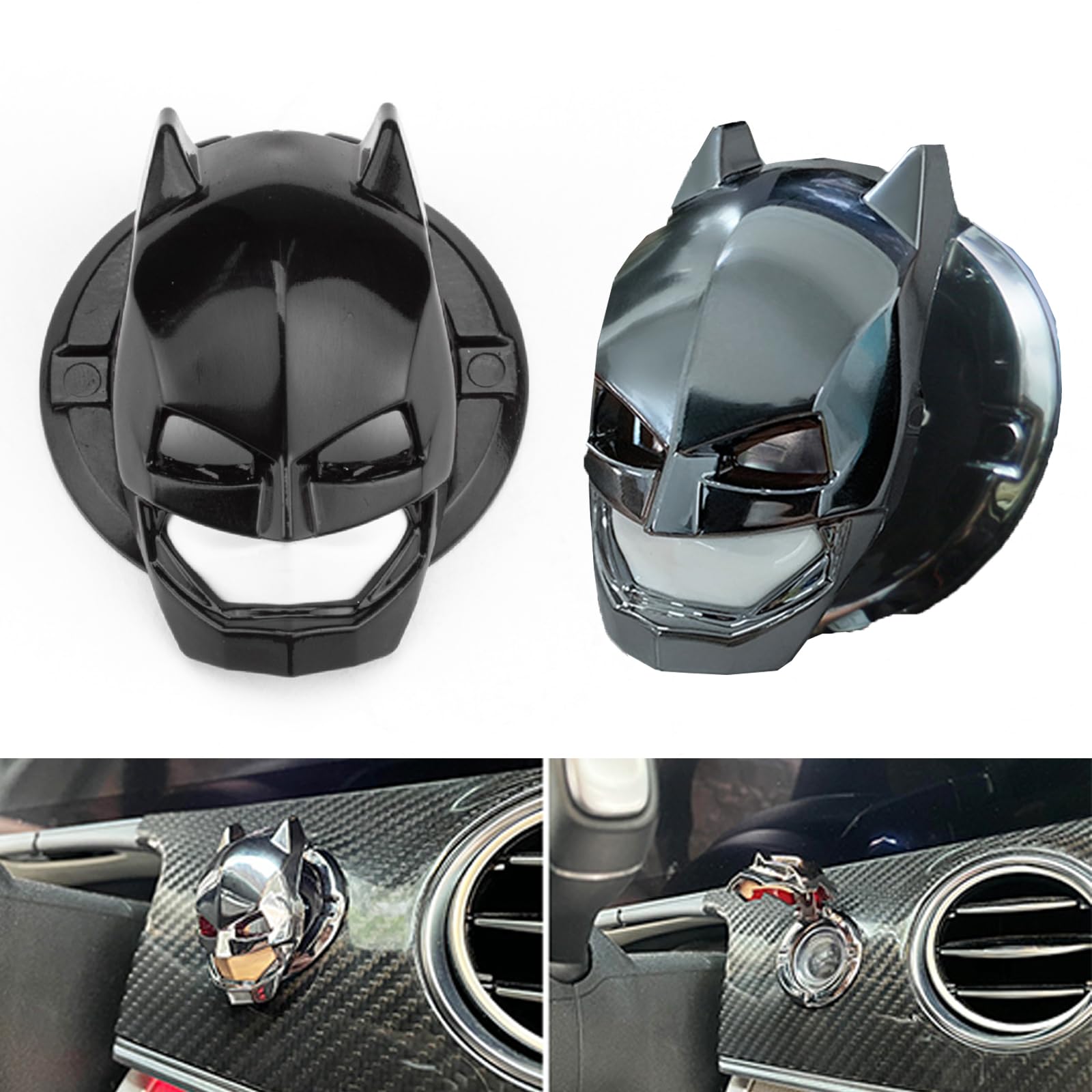 STAYOUNG 2PCS Car Ignition Switch Decorative Cover - Car Engine Start Button Cover, Cool Cartoon, One Push Button Start, Suitable For Most Car Interiors (Black + Silver)