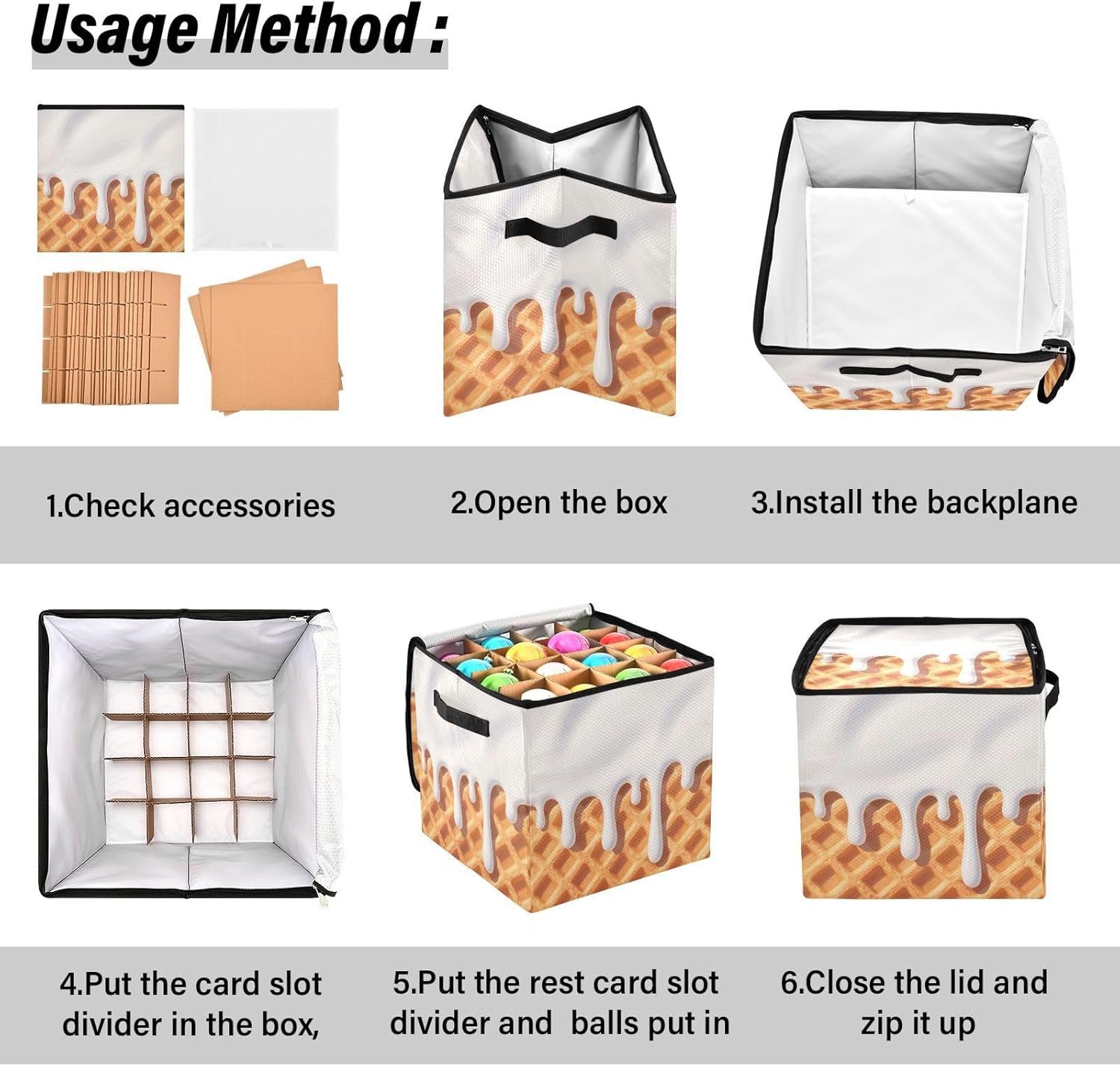 High Capacity Christmas ornament storage containers Holds Up to 64, Adjustable Dividers, Zippered Top, Two Handles foldable Holiday Storage Case with Lid,Khaki Ice Cream Plaid Checked