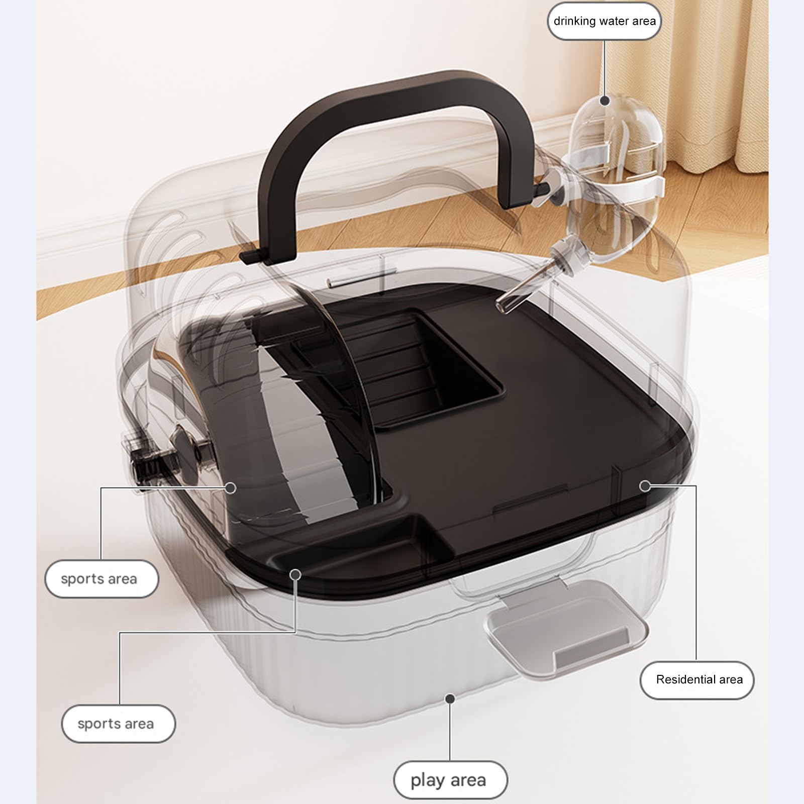 Tragbarer Hamster Habitat Reisekäfig mit klarem Sichtdesign und Stabiler Konstruktion für den Innen und Außenbereich mit kleinen Haustieren Belüfteter Kleintier Reisekäfig