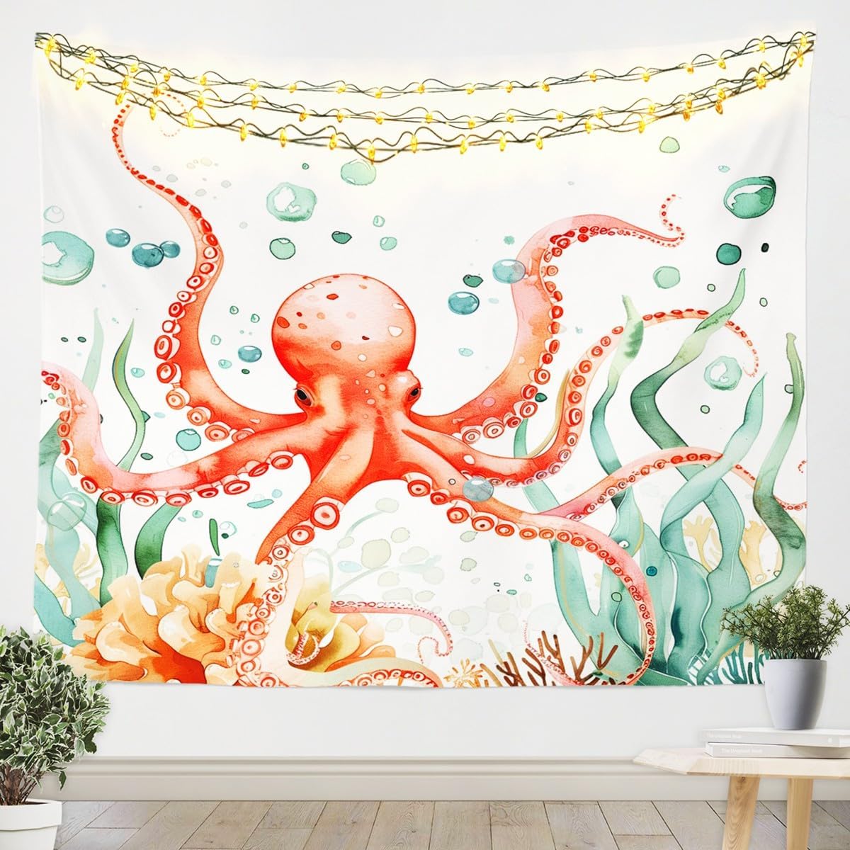 jejeloiu Ocean Themed Tapestry Large 59"x82" Jellyfish Wall Hanging Blanket for Boys Girls Teens Cute Wall Art Light Purplish Blue image 4