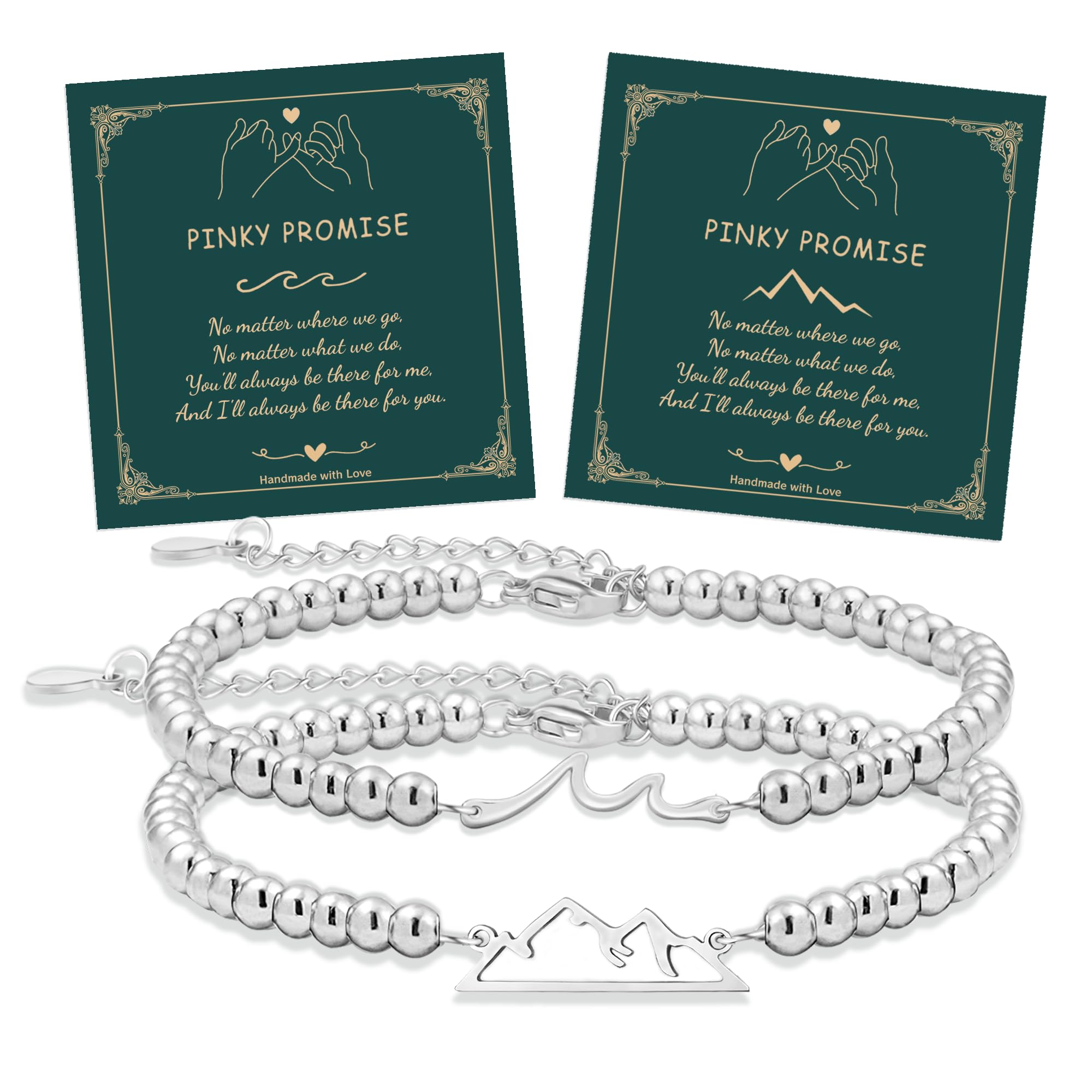 Matching Mountain Wave Bracelets for Couples Anniversary for Him and Her Pinky Promise Relationship Bracelet Gifts for Girlfriend