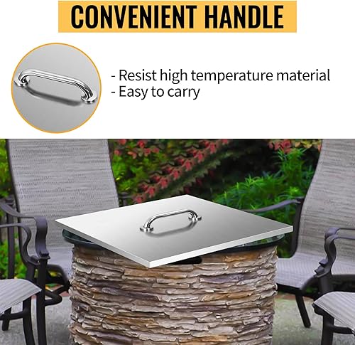 Miniatura 6 de Tapa redonda para hoguera de 20 pulgadas, tapa de anillo para hoguera de 0.059 in de grosor, cubierta de quemador de hoguera de acero inoxidable 304