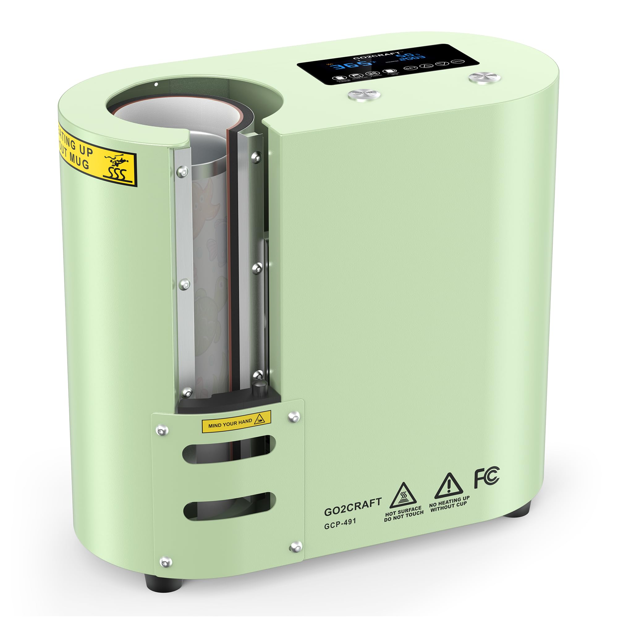 Auto Seamless Tumbler Heat Press Machine for Full Print, Automatic Rotation Advanced Cup Heat Press with Fast & Even Heating, 4 Memory Modes for 11-30oz Tumblers, Mug, Glasses(Green)