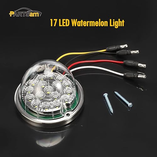 Miniatura 3 de Partsam 1 luz LED de sandía de doble revolución con 17 luces LED para semircamión, señal de giro ámbar y marcador a luz auxiliar blanca, luces