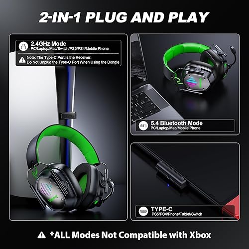 Miniatura 7 de VK81 Gaming Headset Deep Black and Green