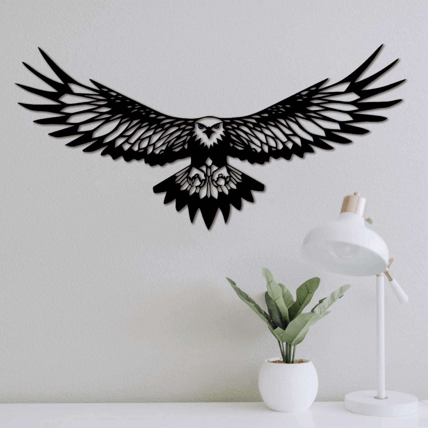 XXQ Metal Eagle Wall Decor - Rustic Bald Eagle Wall Art for Indoor Outdoor Home Garden (Black, 41" x 20" / 105 x 51 cm)