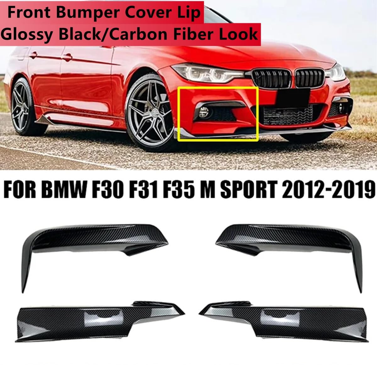 Uniwersalny spoiler Do BMW F30 F31 F35 M Sport 320i 325i | 2012-2019 328i 335i Fog Lamp Cover Trim Przedni Dokładka przedniego zderzaka