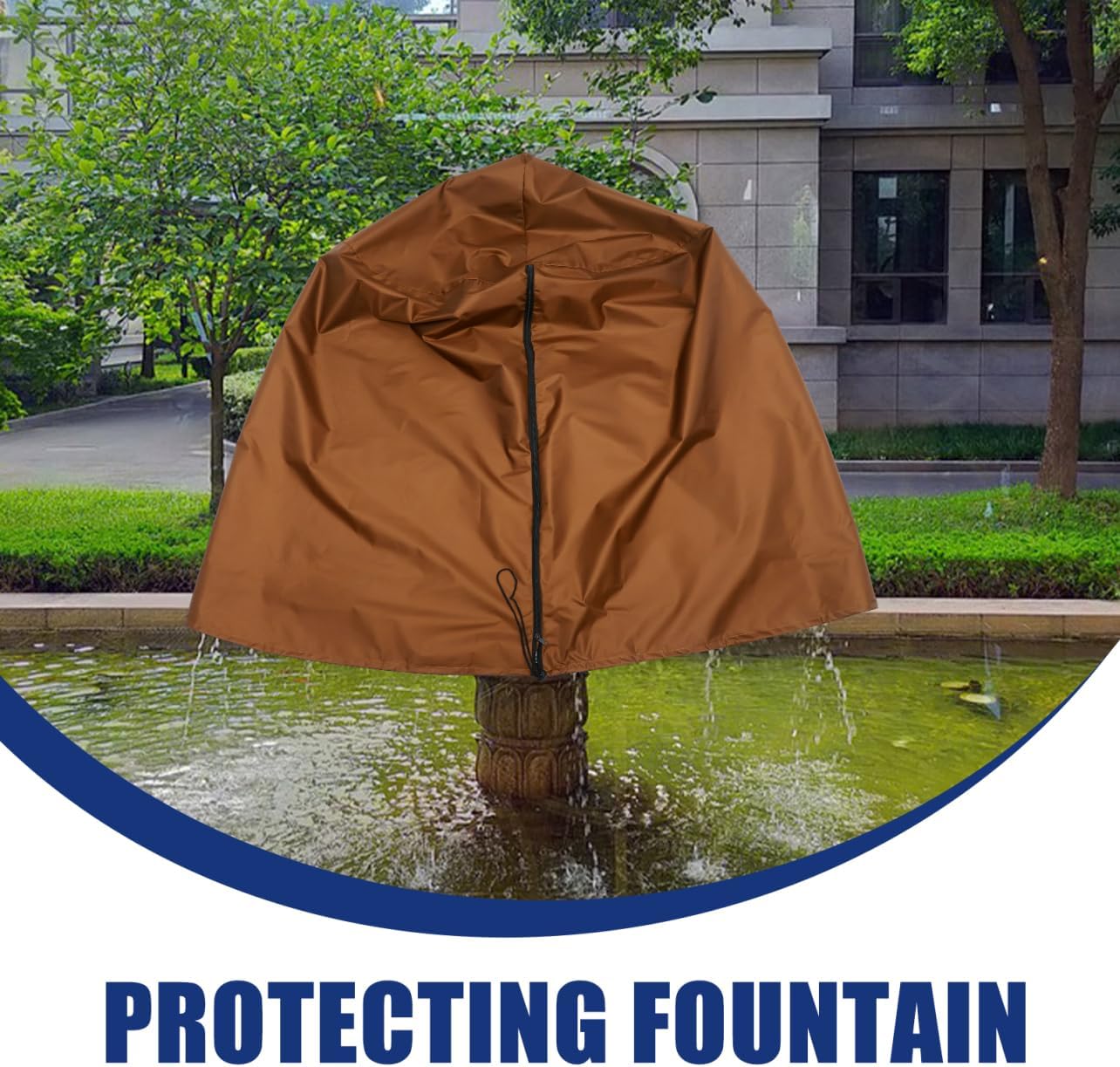 Milisten Oxford Cloth Fountain Cover Weather Resistant Protective Cover for Outdoor Garden Fountain and Easy to Use