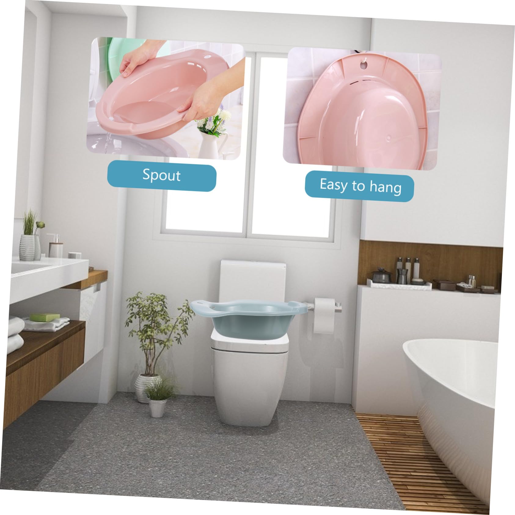 Baño portátil para mujer, color azul con asa, recuperación postoperatoria, ideal para embarazadas y ancianos, higiene personal, fácil de limpiar, cómoda solución de baño