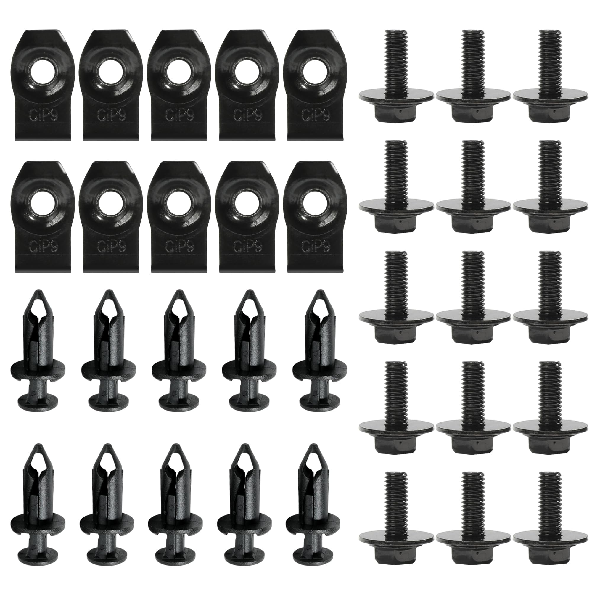 DFDTYCA 35PCS Engine Under Cover Splash Shield Guard Body Bolts, Bumper Fender Liner Push Retainer Fastener Rivet Clips, Universal Extruded U-Nuts Kit, Compatible with Infiniti G35 G37 EX35 FX35 FX45