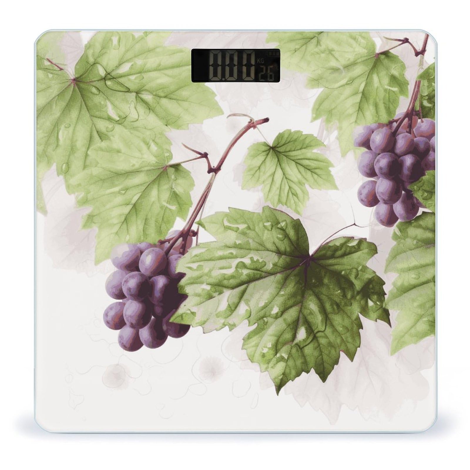 Beautiful Grape Leaves Scale for Body Weight Highly Accurate Digital Bathroom Body Scale Easy-to-Read Large LCD Display Bathroom Scale Heavy Duty Measuring Device for People