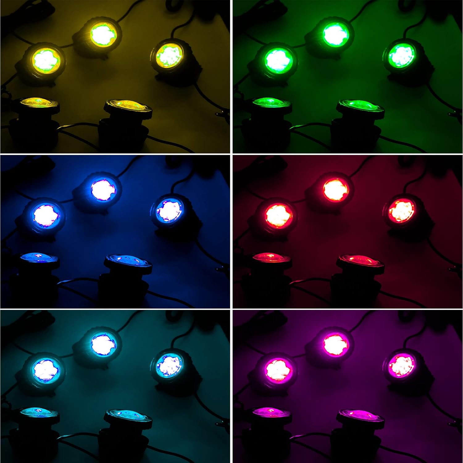 T-SUN Solar Pond Lights, 3 in 1 RGB Color Changing Underwater Pond Lights, Outdoor Waterproof LED Landscape Spotlights for Fish Tank Garden Yard Pool Pond Fountain Waterfall Decoration(3 Head Lamp)