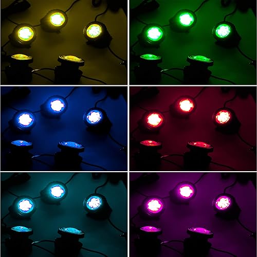 Miniatura 7 de T-SUN Luces solares para estanque, 5 focos LED RGB que cambian de color, luces sumergibles de fuente, luz solar subacuática para pecera, ángulo de