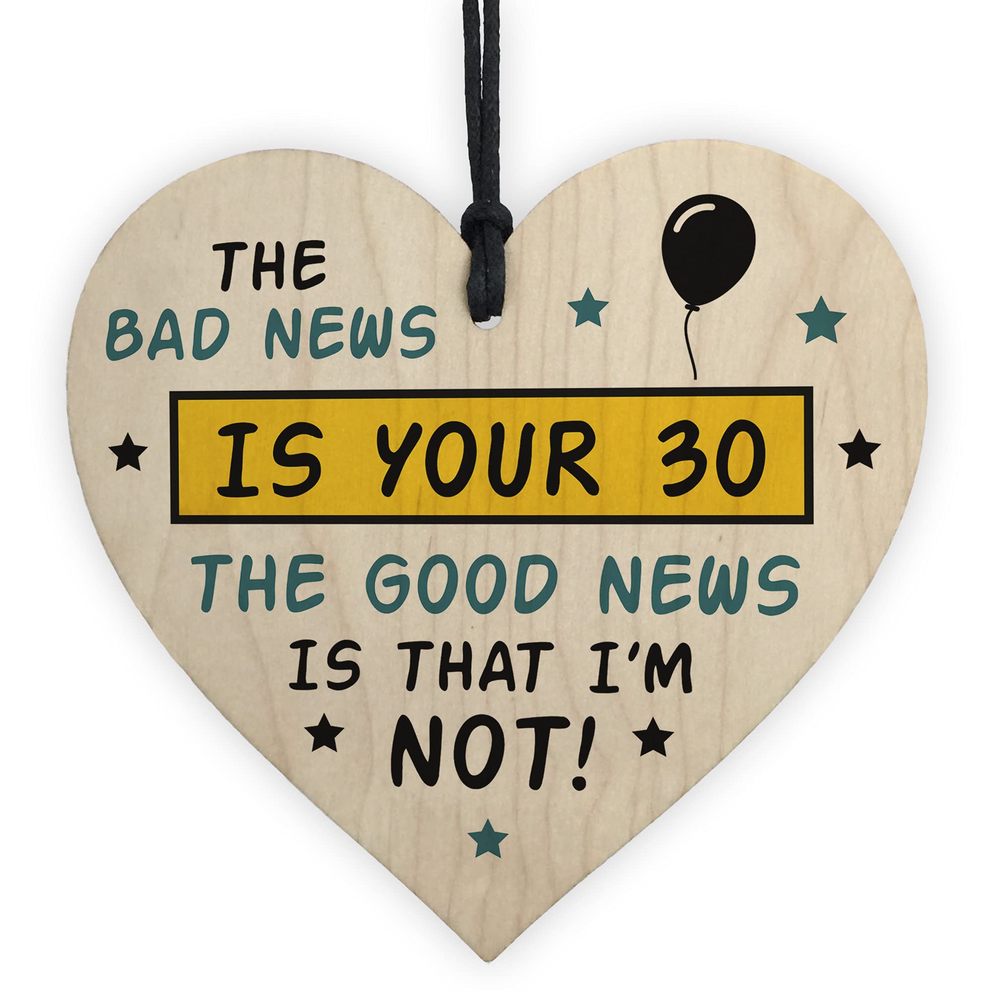 Red Ocean 30th Birthday Wooden Heart Funny Novelty Sign Funny Gift For Him Her Men Women Friend
