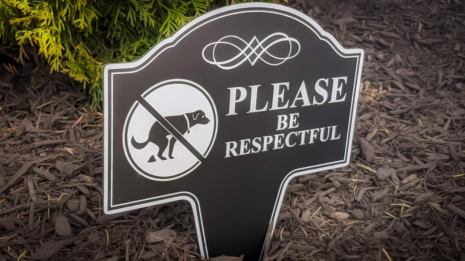 No Dog Pooping Sign For Yard Please Be Respectful Aluminum Yard Sign 10x14 (Pack of 2)