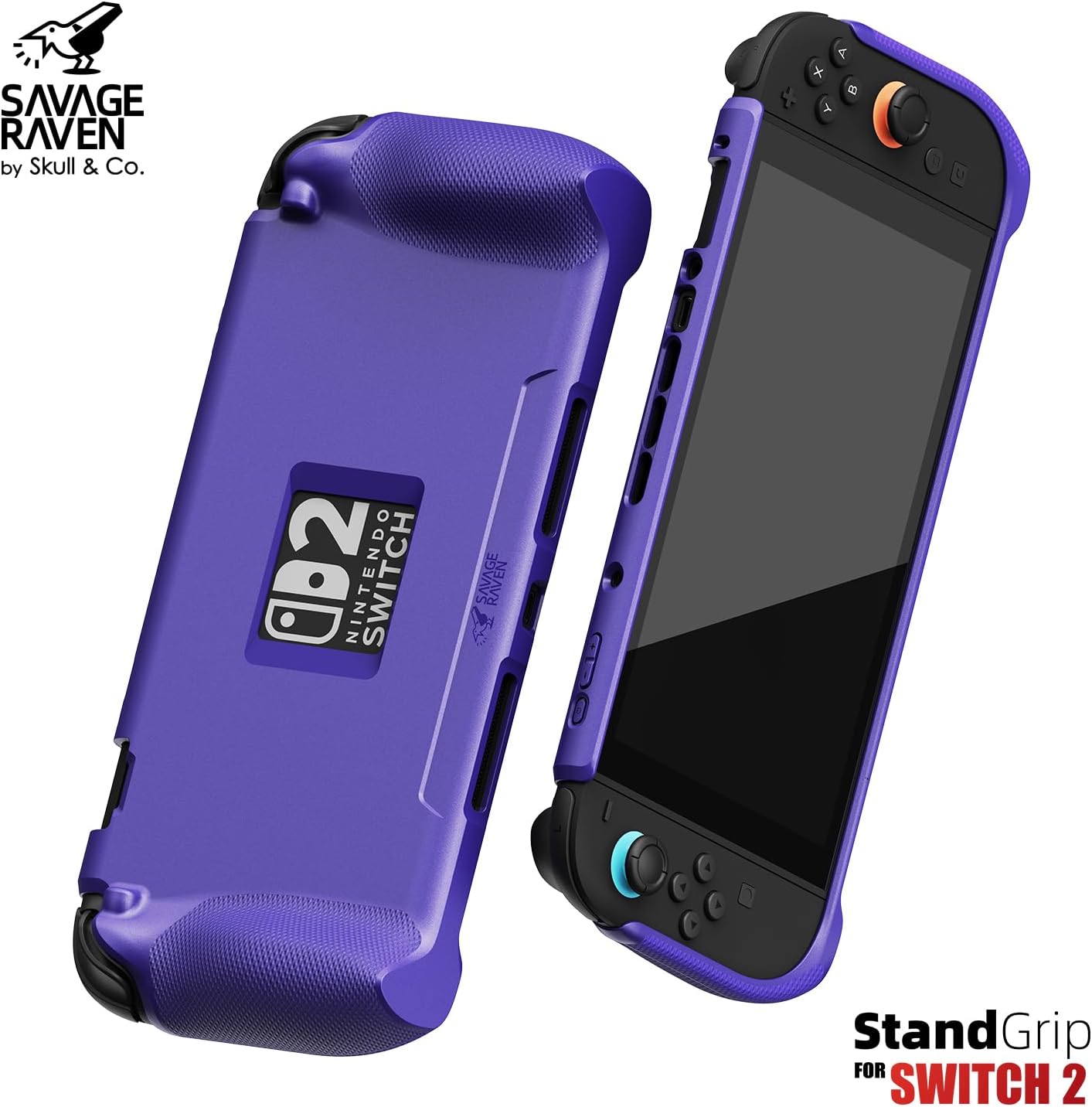 by Skull & Co. StandGrip Front Cover Bundle for Nintendo Switch 2: Protective Case with Textured Grips Full Protection and Hard-Shell Front Cover Handheld Design - Smoky Black - Image 2